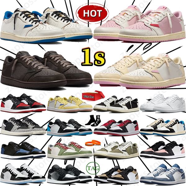 Designer for Men Women 1 1s Basketball Shoes Sneakers Black Phantom Tropical Pink Sail Medium Olive Outdoor Sports Trainers Sneaker Original Box EUR 36-45