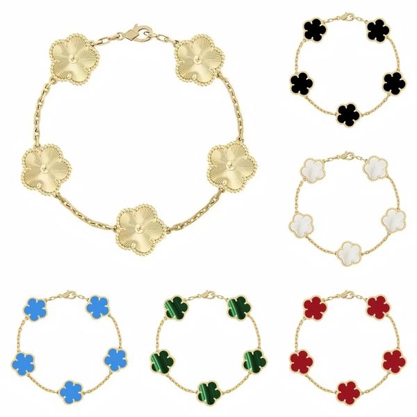 have 5 flower bracelet designer jewelry women bangle classic wedding gift white mother-of-pearl diamond bracelet fashion charm 18K gold plated 4 leaf clover bracelet